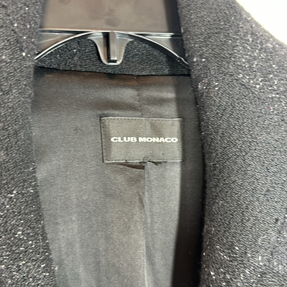 Club Monaco | Women’s Black Block Print Black Wool Coat Jacket - Picture 4 of 9